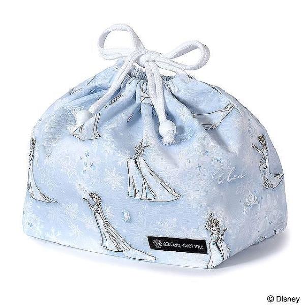 ディズニー 巾着 中 マチ有りお弁当袋 ネームタグ付き Elsa FROZEN エルサ お弁当 巾着...
