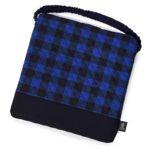 ざぶとん キルティング バッファローチェック・ブルー 座布団 子供用 幼稚園 小学校 子供 学校用 ゴム付き 小学校