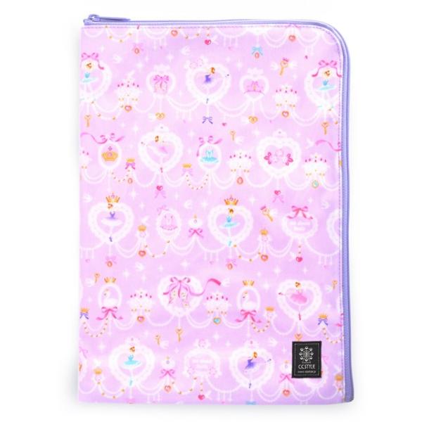 連絡袋 A4サイズ レース模様にprettyバレリーナ ラベンダー 連絡帳袋 連絡帳ケース 連絡帳入...