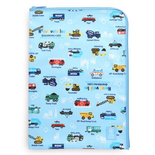 連絡袋 A4サイズ アクセル全開はたらく車 ライトブルー 連絡帳袋 連絡帳ケース 連絡帳入れ 子供 ...