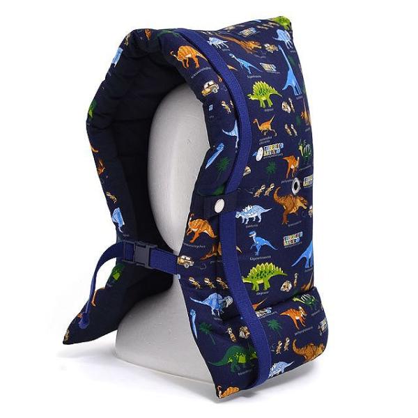 防災頭巾 椅子固定ゴム付き 発見!探検!恐竜大陸 ネイビー 小学生 幼児 防災ずきん 小学校 ぼうさ...