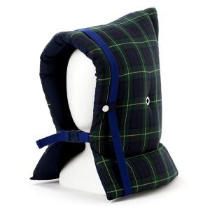 防災頭巾(椅子固定ゴム付き) タータンチェック・ダークグリーン
