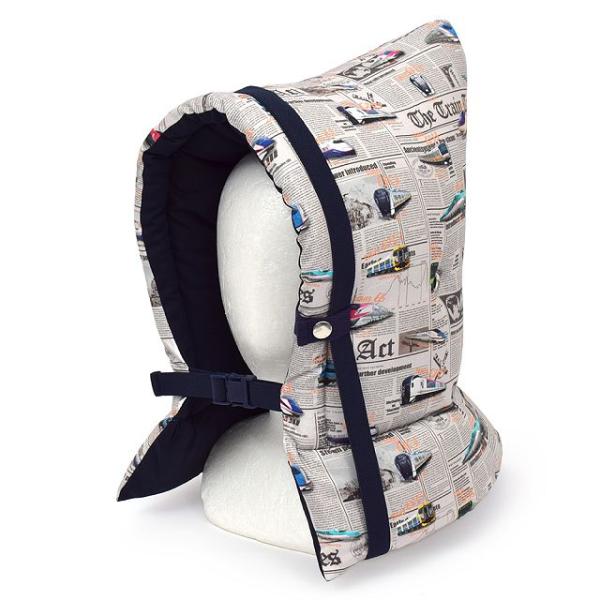 防災頭巾(椅子固定ゴム付き) 新幹線と鉄道ワールド・グレー 小学生 幼児 防災ずきん 小学校 ぼうさ...