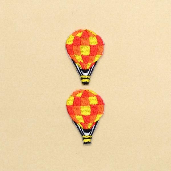 ワッペン 気球・オレンジ 2個セット アイロン アップリケ 幼児 子供 かわいい おしゃれ