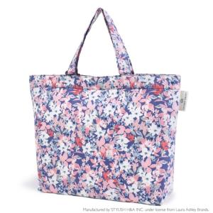 LAURA ASHLEY マチ付きキルティングレッスンバッグ ループ付き Floret 大きめ 手さげバッグ 通学 入園 子供 レッスンバック