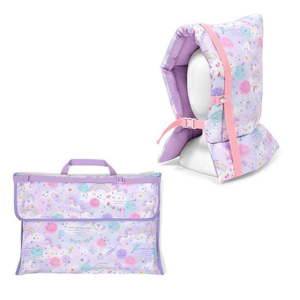 防災頭巾・防災頭巾カバー2点セット ユニコーンファンタジー 子供 小学生　背もたれ 厚手 丈夫