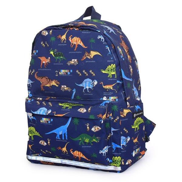 リュックサック(チェストベルト付き) リフレクター付き 撥水タイプ 発見！探検！恐竜大陸(ネイビー)...