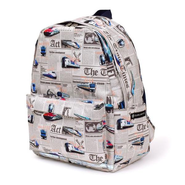 リュックサック チェストベルト付き リフレクター付き 撥水タイプ 新幹線と鉄道ワールド・グレー 子供...