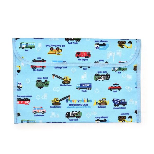 連絡袋 B5サイズ 撥水・軽量タイプ アクセル全開はたらく車(ライトブルー)  連絡帳袋 連絡帳ケー...