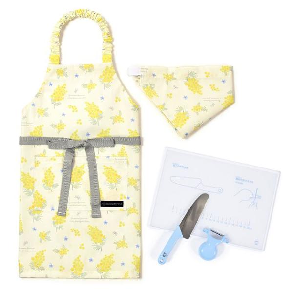 エプロン 100-120cm 撥水・軽量タイプ・キッチングッズ（上級）4点セット ミモザフルール ま...