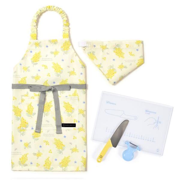 エプロン 100-120cm 撥水・軽量タイプ・キッチングッズ（中級）4点セット ミモザフルール ま...