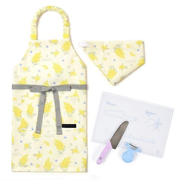 エプロン 100-120cm 撥水・軽量タイプ・キッチングッズ（初級）4点セット ミモザフルール ま...