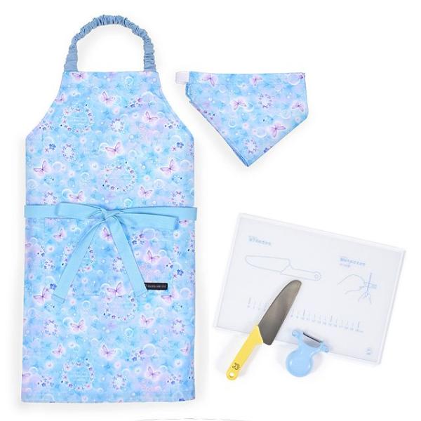 エプロン 100-120cm 撥水・軽量タイプ・キッチングッズ（中級）4点セット ムーンライトバタフ...