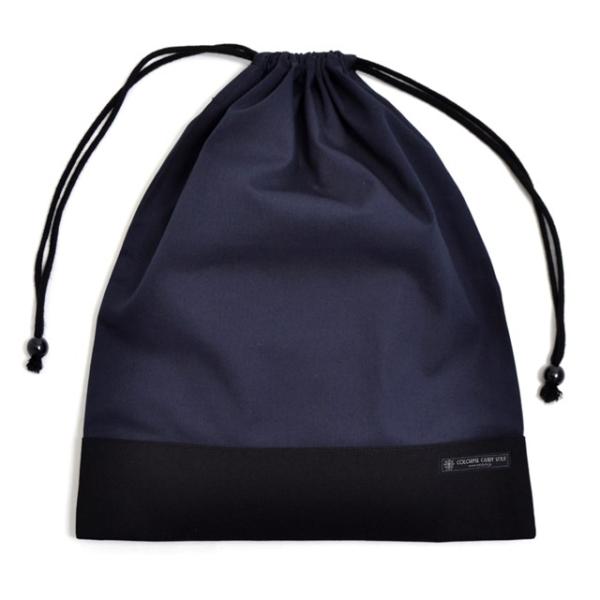 巾着 大 体操服袋 ネームタグ付き ディープネイビー 体操服入れ ナップサック 体操着入れ 体操着袋...