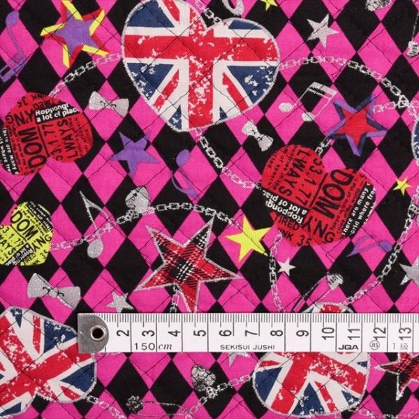 パンク系アーガイル キルティング生地 入園入学 入園準備 入学準備 入園グッズ 手作り