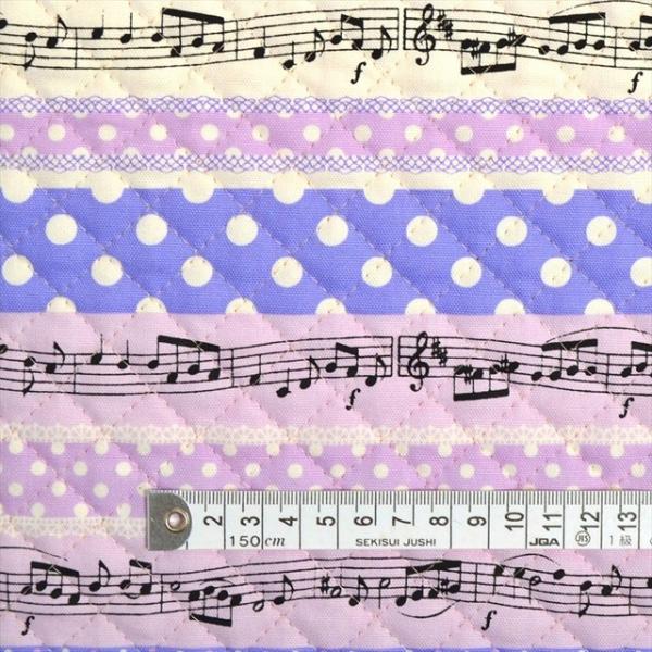 奏でるメロディー弾ける水玉リズム ラベンダー キルティング生地 入園入学 入園準備 入学準備 入園グ...