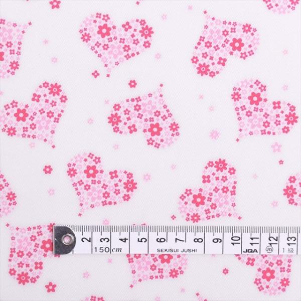 フラワーハート・ピンク ラミネート 厚み0.2mm 生地 入園入学 入園準備 入学準備 入園グッズ ...
