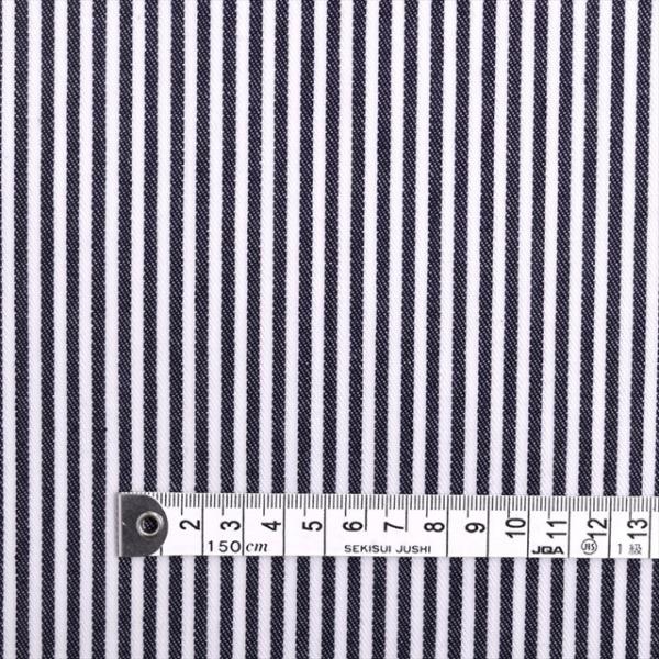 ヒッコリーストライプ・紺 ラミネート 厚み0.2mm 生地 入園入学 入園準備 入学準備 入園グッズ...