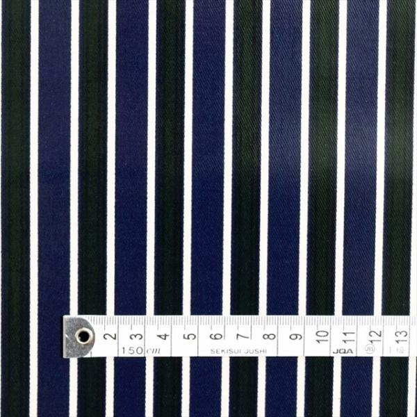 ブリティッシュストライプ・フォレスト ラミネート 厚み0.2mm 生地 入園入学 入園準備 入学準備...