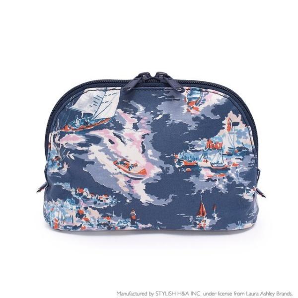 LAURA ASHLEY ラウンドポーチ スモール Riviera 化粧ポーチ おしゃれ 化粧ポーチ...