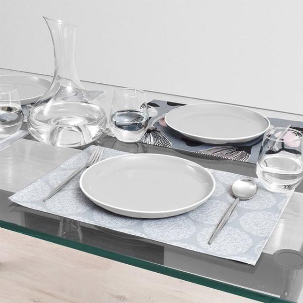 ランチョンマット 2枚セット 30cm×45cm ラミネートタイプ フルール グレー ブーケ おしゃ...