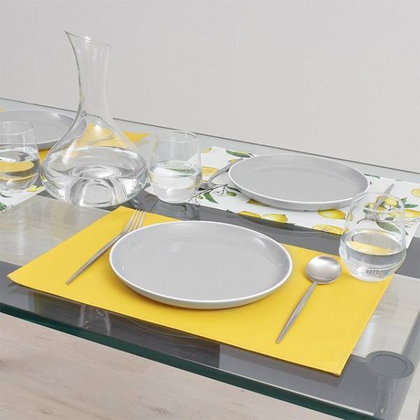 ランチョンマット 2枚セット 30cm×45cm ラミネートタイプ 無地オックス・シトロンイエロー ...