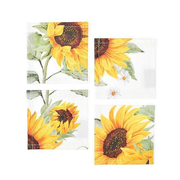 コースター 4枚セット ラミネートタイプ ソレイユ サンフラワー おしゃれ 布 ゆうパケット配送