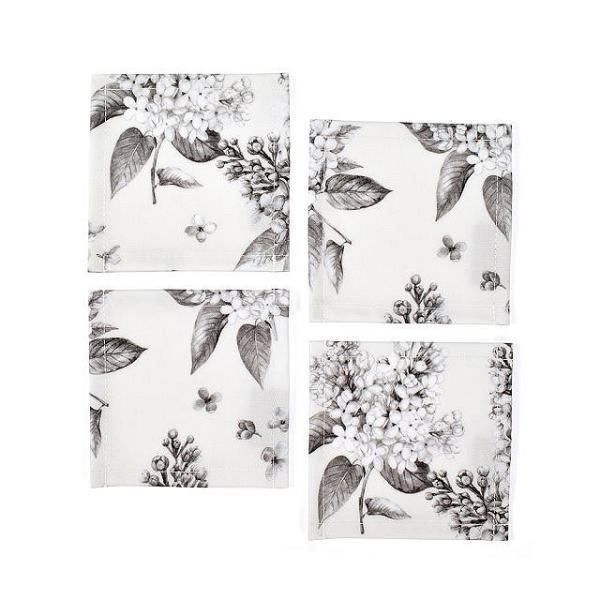 コースター 4枚セット ラミネートタイプ ライラック モノクローム おしゃれ 布 ゆうパケット配送