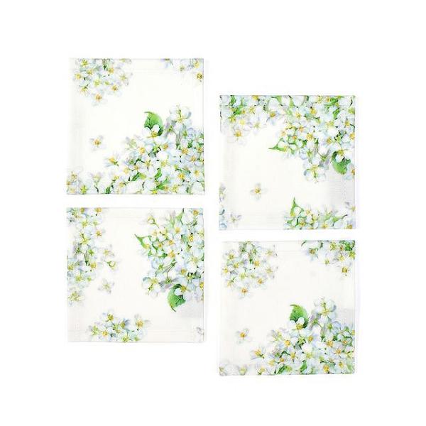 コースター 4枚セット ラミネートタイプ ジャスミン ホワイト おしゃれ 布 ゆうパケット配送