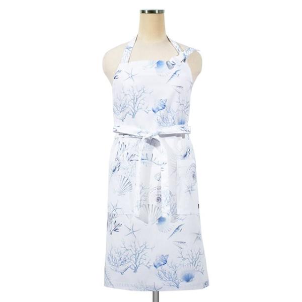 エプロン コーラル＆シェル シェル 貝殻 おしゃれ かわいい ワンピース カフェ 首掛け 首かけ 洗...