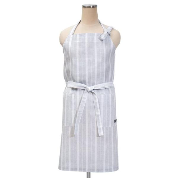 エプロン ミストグレーストライプ ストライプ おしゃれ かわいい ワンピース カフェ 首掛け 首かけ...