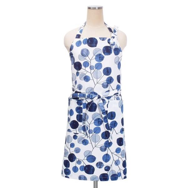 エプロン ネイビーリーフ 葉っぱ リーフ おしゃれ かわいい ワンピース カフェ 首掛け 首かけ 洗...