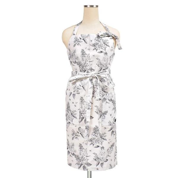 エプロン ライラック モノクローム おしゃれ かわいい ワンピース カフェ 首掛け 首かけ 洗える ...