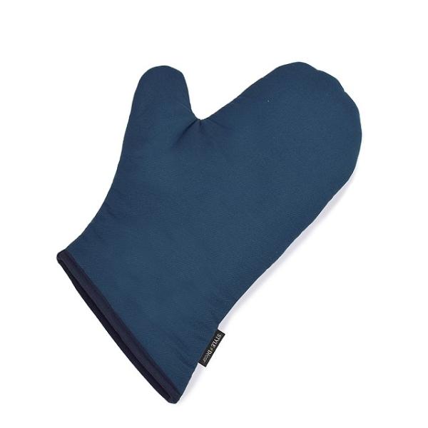 ミトン 無地オックス・ネイビーブルー  紺 シンプル おしゃれ 手袋 キッチン 耐熱 鍋つかみ