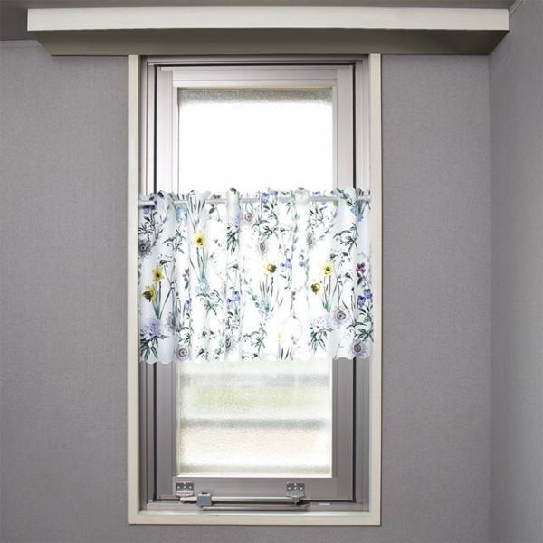 カフェカーテン 45cm×100cm ラミネートタイプ ボタニカルガーデン 花柄 ボタニカル モノト...