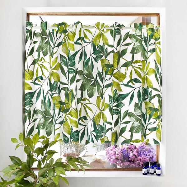 カフェカーテン 70cm×100cm ラミネートタイプ ボタニカルリーフ リーフ ボタニカル ナチュ...