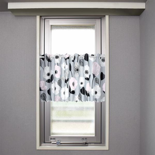 カフェカーテン 45cm×100cm ラミネートタイプ ノルディックガーデン 花柄 北欧 アネモネ ...