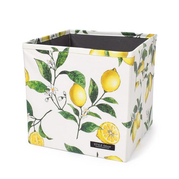 ファブリックボックス Sサイズ 26cm×26cm シトラスレモン イエロー レモン フルーツ 収納...