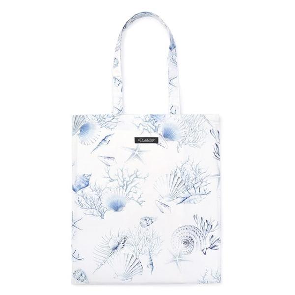 トートバッグ a3 布製 折りたたみ コンパクト コーラル＆シェル ブルー シェル 貝殻 トートバッ...