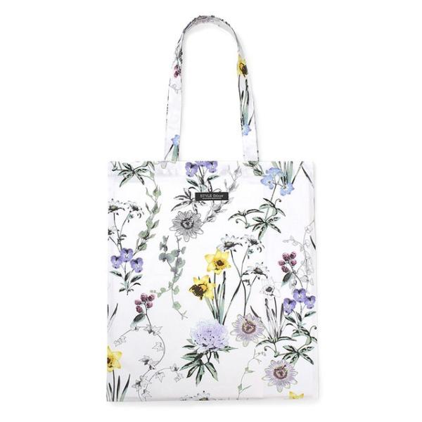 トートバッグ a3 布製 折りたたみ コンパクト ボタニカルガーデン ホワイト 花柄 トートバック ...