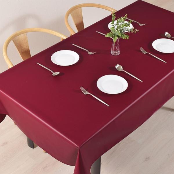 テーブルクロス 140cm×180cm ラミネートタイプ 無地オックス・ ボルドー レッド 無地 シ...