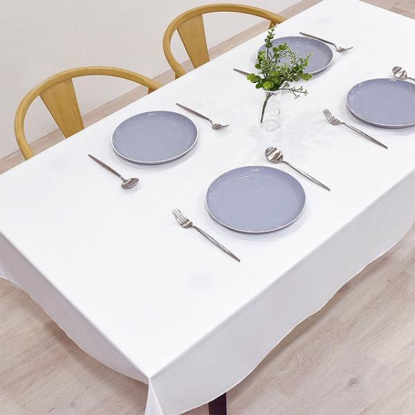テーブルクロス (120cm×150cm) ラミネートタイプ 無地ツイル・ホワイトホワイト 白 シン...