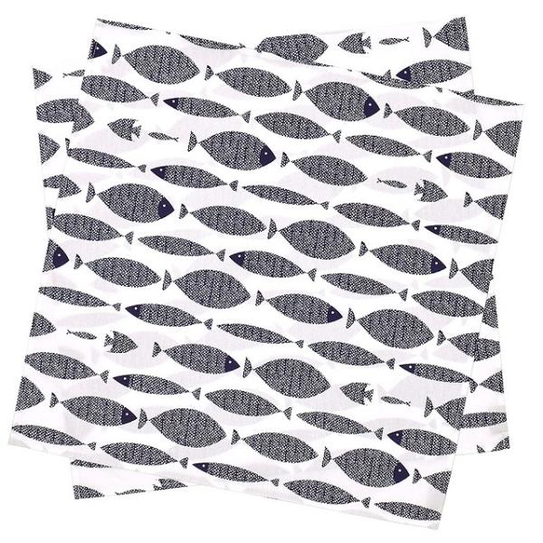 テーブルナプキン／トーション 2枚セット ブルーフィッシュ フィッシュ マリン 魚柄 ひざ掛け キッ...