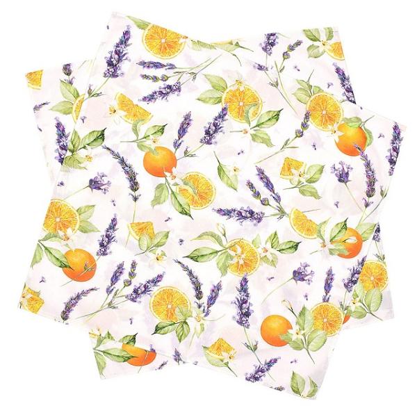 テーブルナプキン／トーション 2枚セット ソレイユプロヴァンス オレンジ フルーツ プロヴァンス ひ...