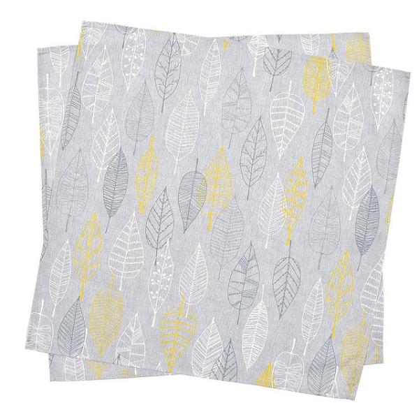 テーブルナプキン／トーション 2枚セット リーフスケッチ リーフ グレー ひざ掛け キッチン おしゃ...