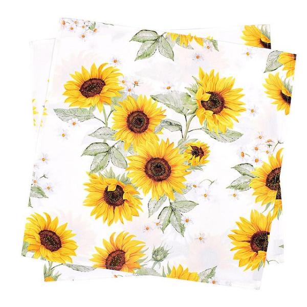 テーブルナプキン／トーション 2枚セット ソレイユ サンフラワー 無地 シンプルひざ掛け キッチン ...