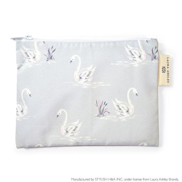 LAURA ASHLEY フラットポーチ 撥水・軽量タイプ Swans レディース ポーチ 化粧品入...