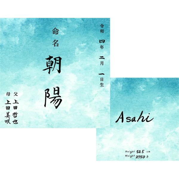 デザイン 命名書　手書き毛筆代書付き おしゃれで可愛い オーダー筆耕付命名紙（裏面 ローマ字 体重・...