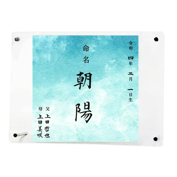 デザイン 命名書　手書き毛筆代書付き おしゃれで可愛い オーダー筆耕付命名紙（裏面 ローマ字 体重・...