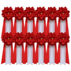 胸章リボンバラ 来賓用リボン 胸バラ徽章  中 12個セット  赤